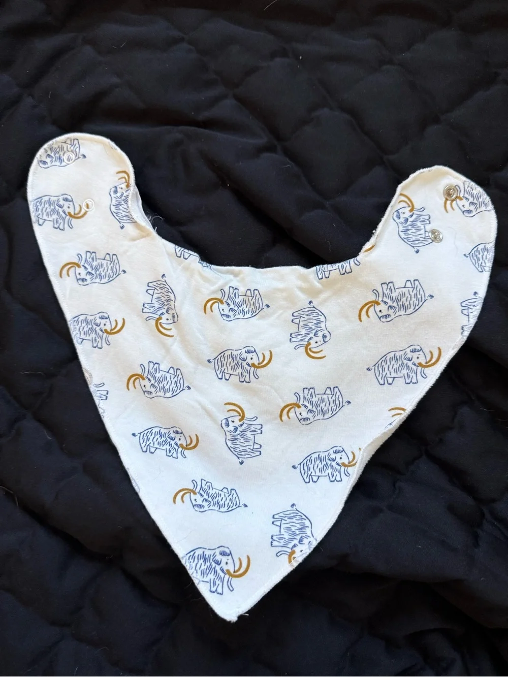 Baby Bandana Bib Mammoth Print Blue & Mustard